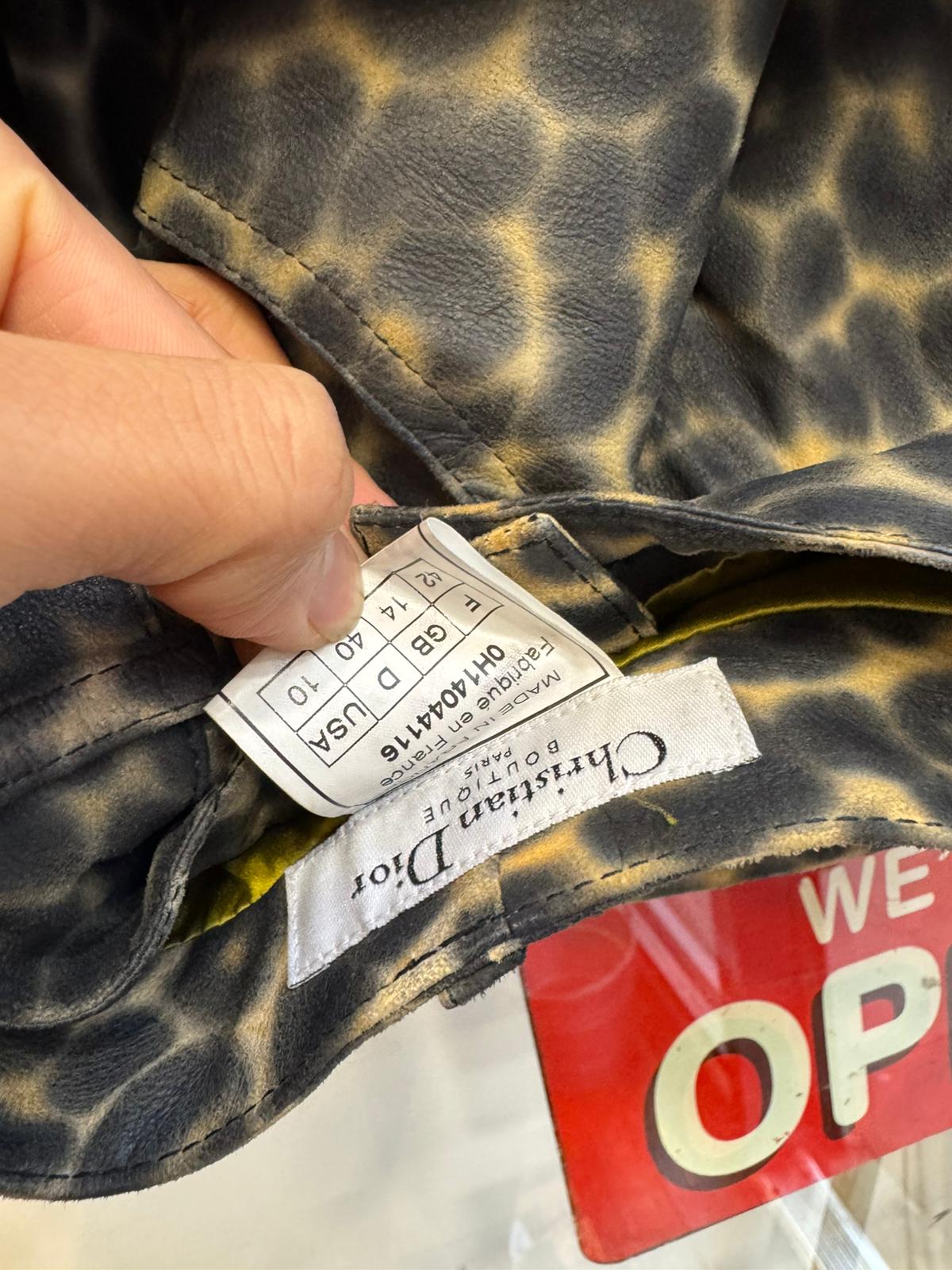 Christian Dior Leopard Print Leather Jacket and Pants Set Size 14